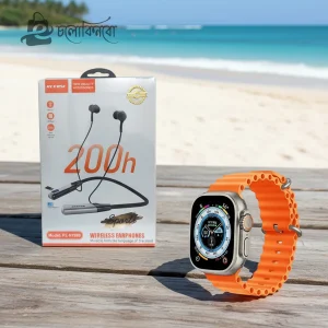 T900 Ultra 2 Smart Watch Orange Belt & Recrsi RE-NY060 200 Hours Bluetooth Neckband Combo-0510205202